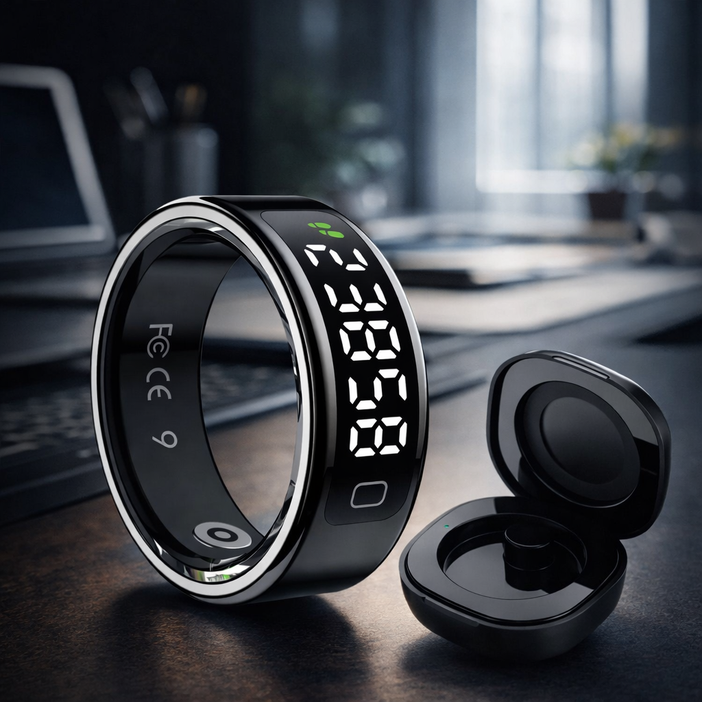 Stainless Steel Bluetooth Smart Ring with Health Tracking