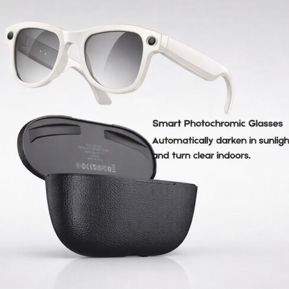 Smart AI Glasses with Built-in camera, charging Case and Light Changing Lenses