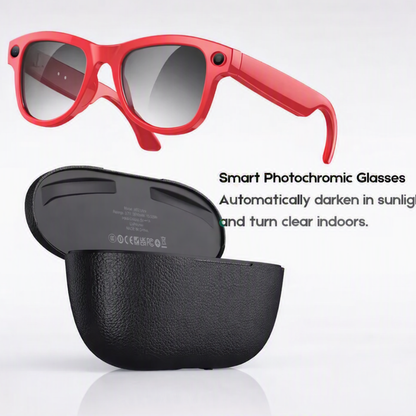 Smart AI Glasses with Built-in camera, charging Case and Light Changing Lenses