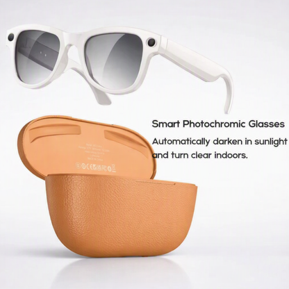 Smart AI Glasses with Built-in camera, charging Case and Light Changing Lenses