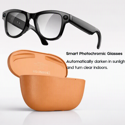 Smart AI Glasses with Built-in camera, charging Case and Light Changing Lenses