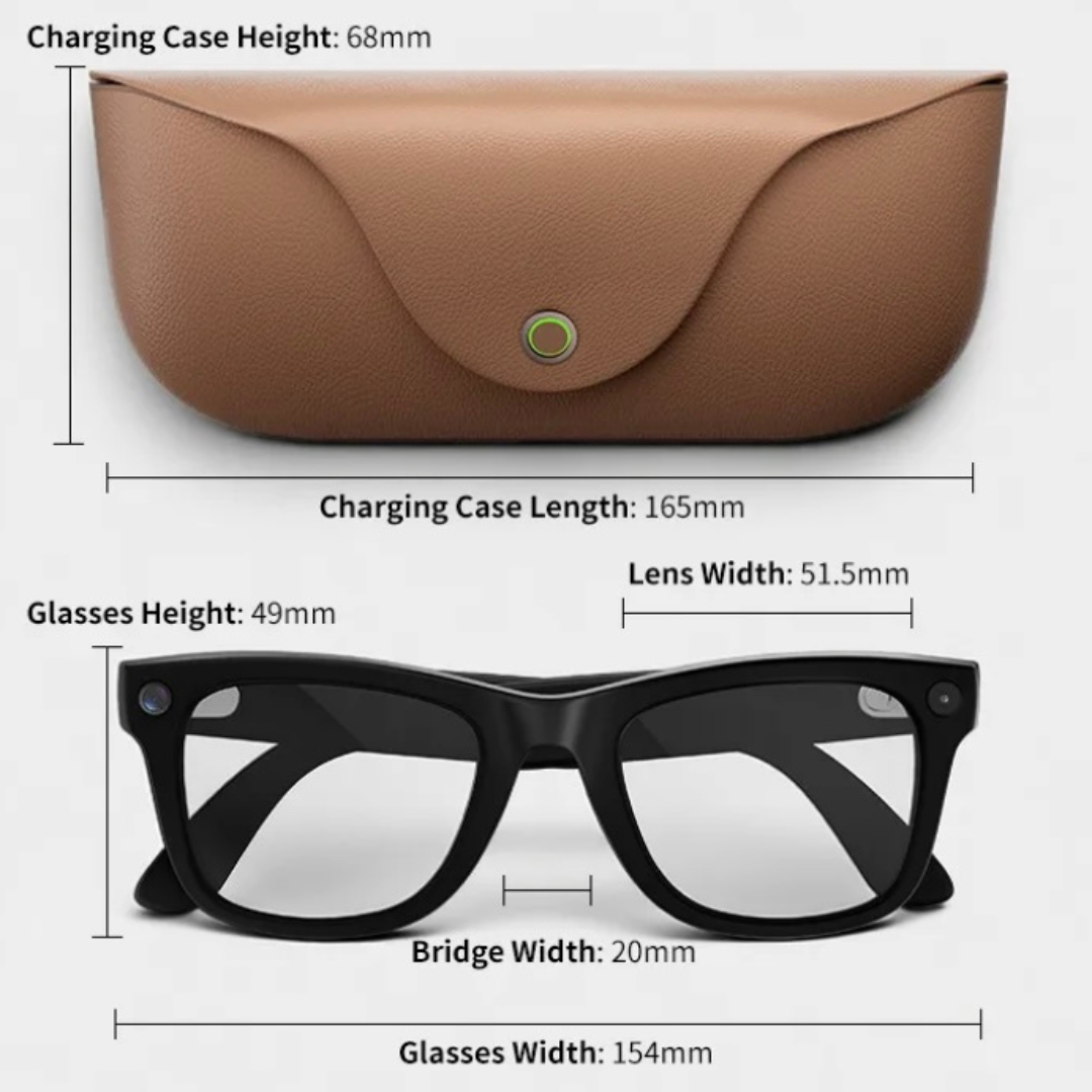 Smart AI Glasses with Built-in camera, charging Case and dual Lenses