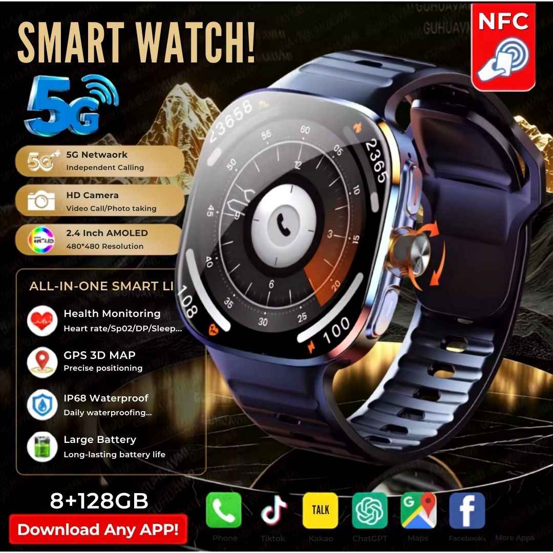 ZeeTec 2.4” AMOLED Smartwatch with SIM, Camera, Health Monitor & Play Store Apps