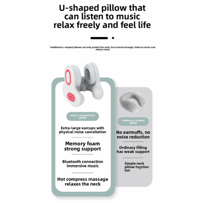 Battery Powered Neck Shoulder Massager, Noise Reduction, Heating & Vibration, Red Light Therapy, Bluetooth Connectivity - Allows wireless control & Music via Bluetooth-enabled devices, Portable & Ergonomic