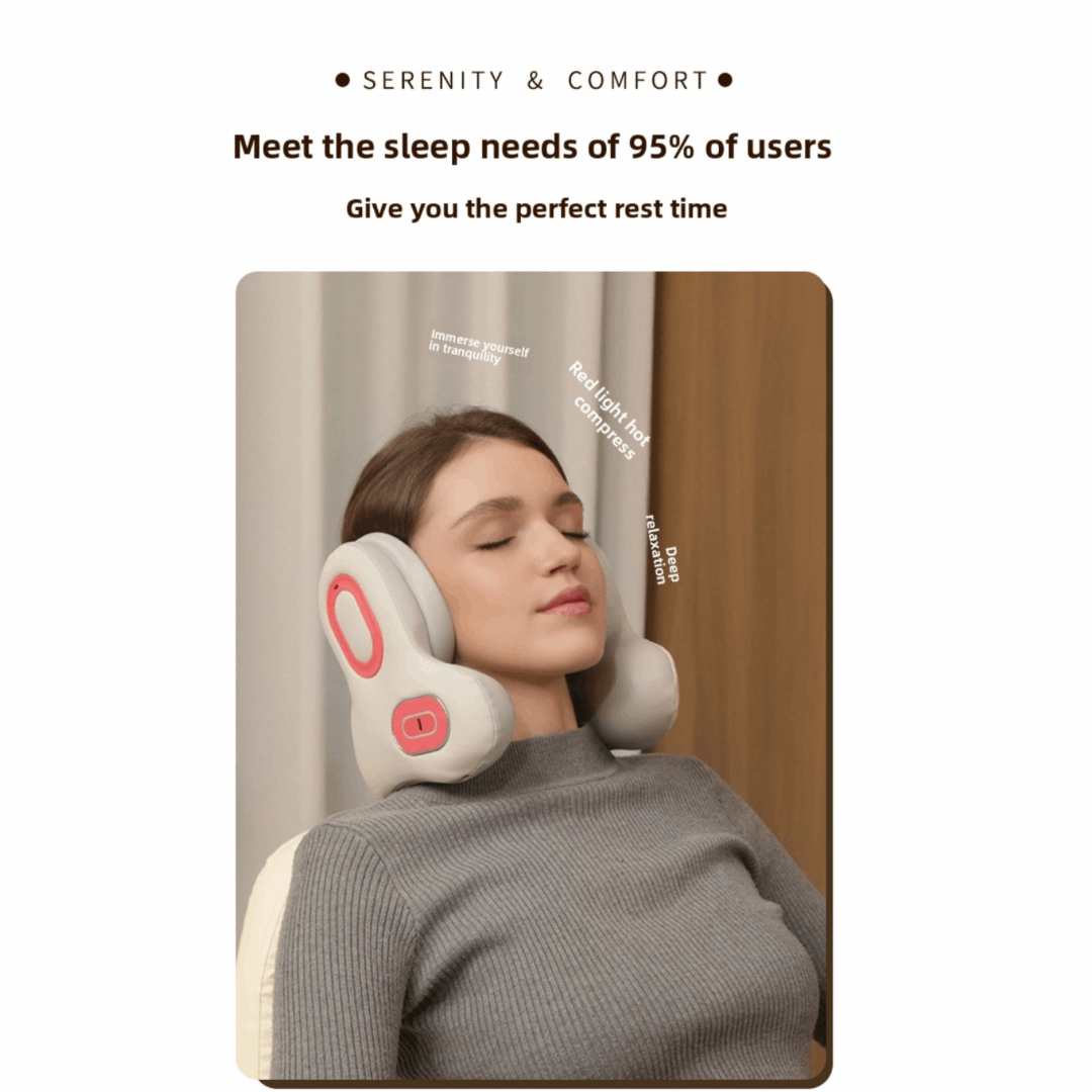 Battery Powered Neck Shoulder Massager, Noise Reduction, Heating & Vibration, Red Light Therapy, Bluetooth Connectivity - Allows wireless control & Music via Bluetooth-enabled devices, Portable & Ergonomic