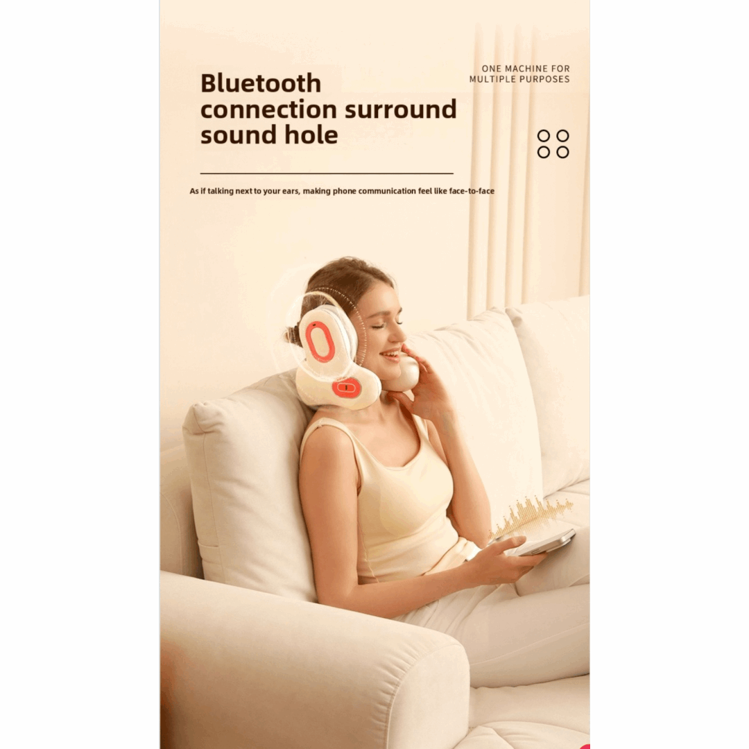 Battery Powered Neck Shoulder Massager, Noise Reduction, Heating & Vibration, Red Light Therapy, Bluetooth Connectivity - Allows wireless control & Music via Bluetooth-enabled devices, Portable & Ergonomic