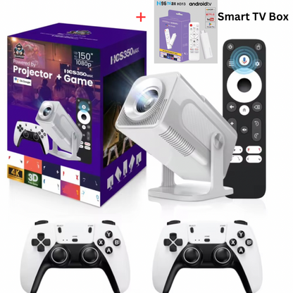 HCS350 Home Theater Projector|Game & Stream,4K Projector High-resolution up to 150-inch Display,Connect: Laptop Tablet Phone Xbox PS, Built in Apps: Youtube Netflix…./Games,WiFi Memory Card Dual Speaker,Optional: More Apps Stream (TV) with 4K Stream Stick