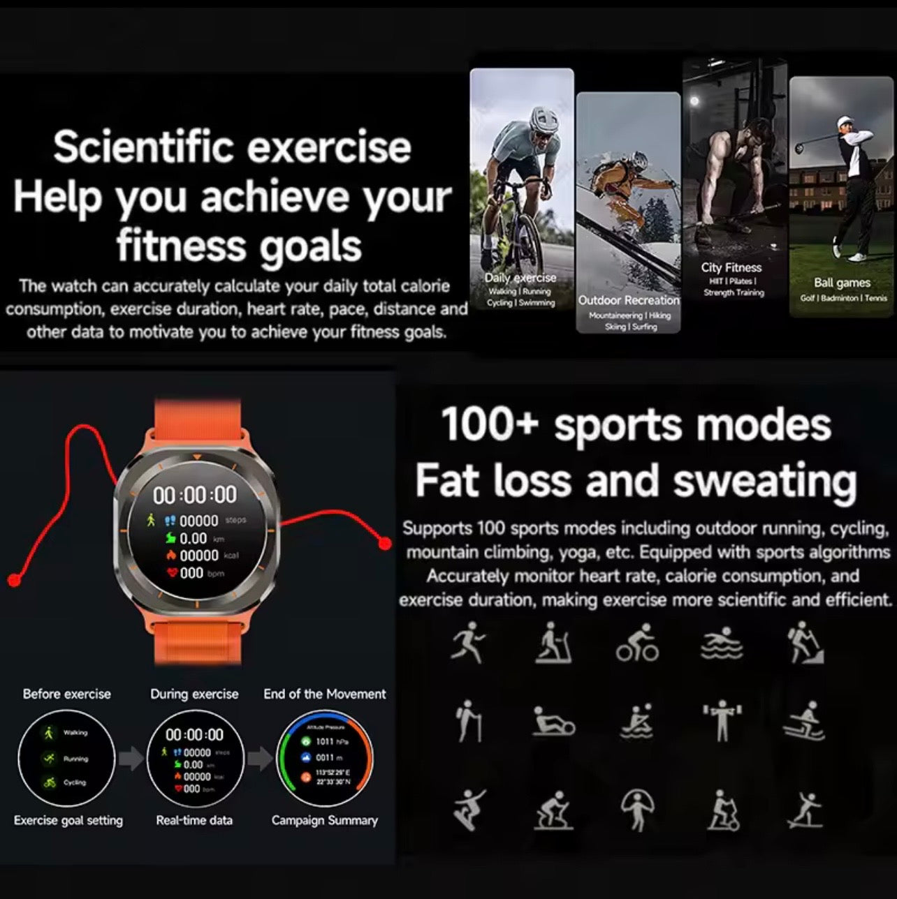 ZeeTec Smart Watch 1.46” HD with Bluetooth Call and Health Monitoring