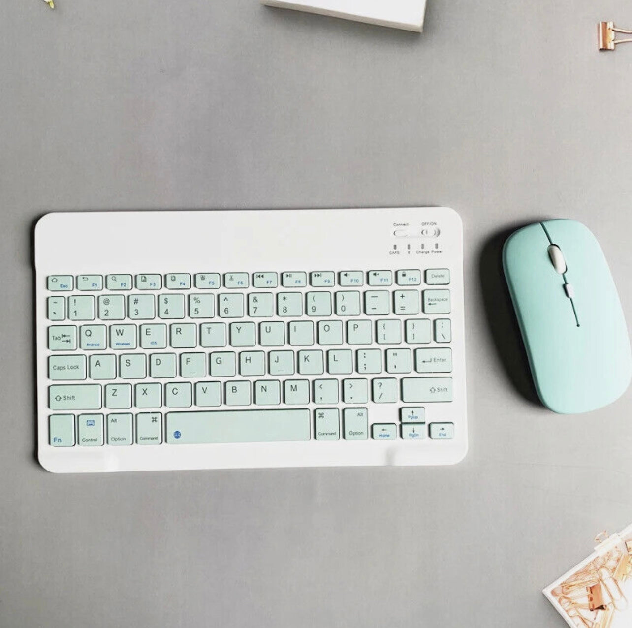 WIRELESS KEYBOARD MOUSE for TABLET ANDROID IOS IPAD RECHARGHABLE SLIM