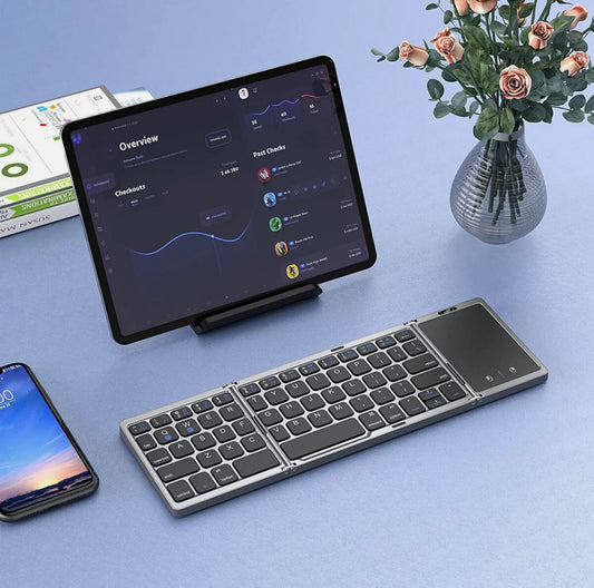 PORTABLE WIRELESS KEYBOARD FOLDABLE with TOUCHPAD MOUSE for TABLET LAPTOP MOBILE