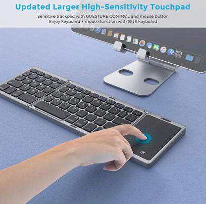 PORTABLE WIRELESS KEYBOARD FOLDABLE with TOUCHPAD MOUSE for TABLET LAPTOP MOBILE