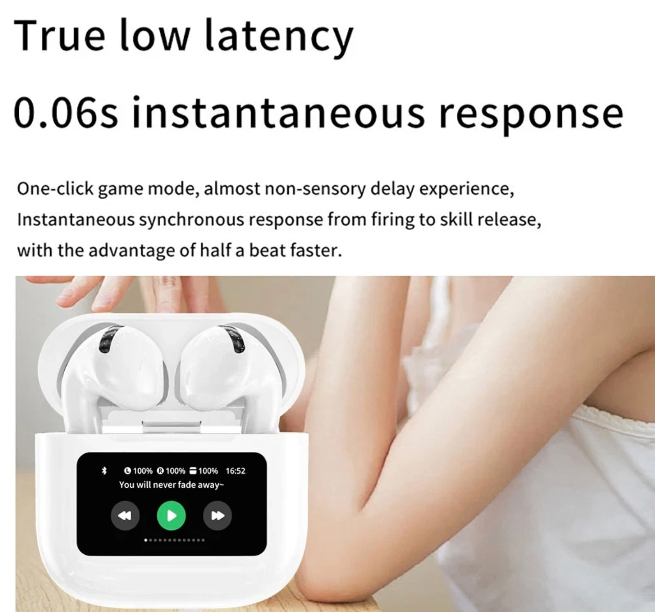Wireless Earbuds w/ Touch LCD, EQ Control, Super Bass & Surround Sound
