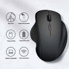 Bluetooth Wireless Gaming Mouse - Ergonomic Rechargeable 6-Button USB Mouse for PC and Laptop