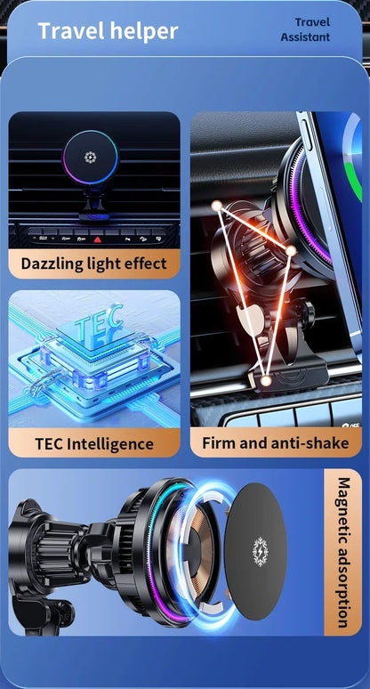 MAGNETIC WIRELESS CAR CHARGER MOUNT PHONE HOLDER FAST For APPLE IPHONE COOLING