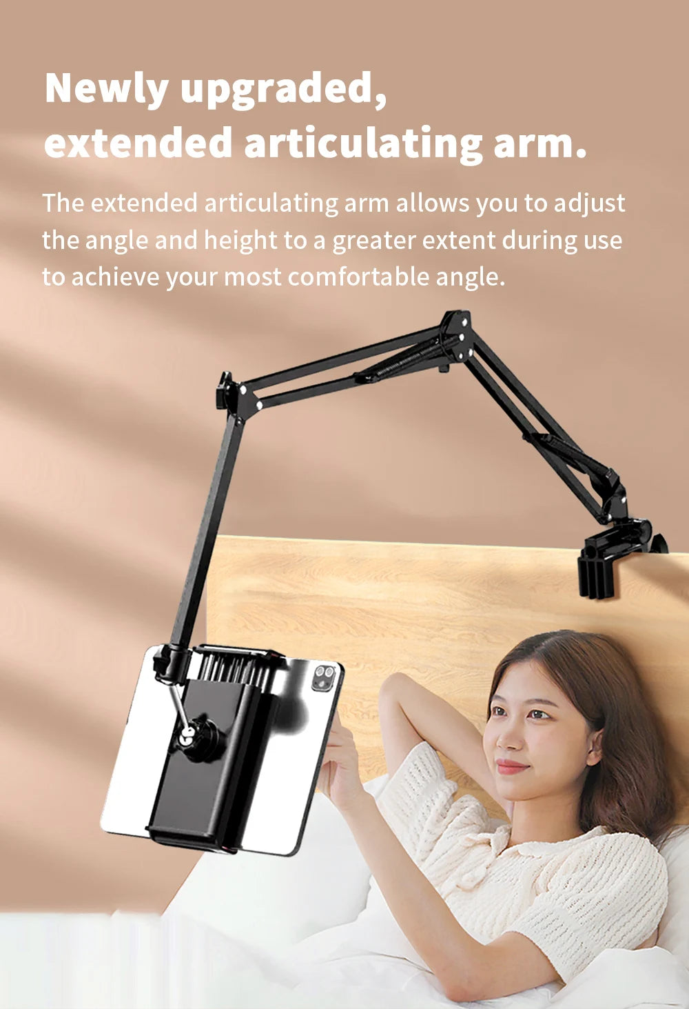 ADJUSTABLE LONG ARM TABLET STAND SMARTPHONE HOLDER DESKTOP ROTATING CLAMP MOUNT