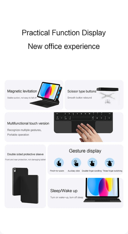 Magic Keyboard for iPad Pro 11/12.9, Air 4/5, iPad 10th Gen, Smart Magnetic
