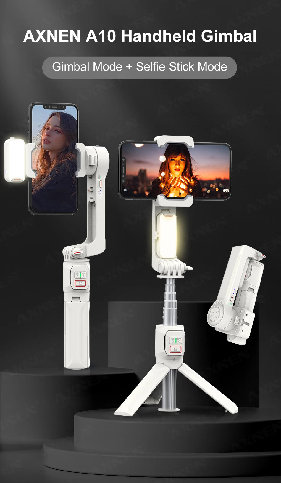 GIMBAL STABILIZER for SMART Phone MOBILE TRIPOD SELFIE STICK LIGHT EXTENSION