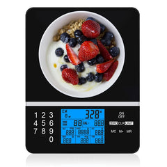 SMART FOOD SCALE CALORIES CONTROL, Precise Measurements, Multi-Unit Conversion, Nutritional Calculator - Built-in 999 food codes with 7 key nutrition measurements: Calories Salt Protein Fat Carbohydrates Cholestrol Fiber