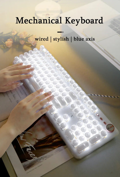 Wired Transparent Mechanical Gaming Keyboard – 104 Keys, RGB Backlit, PC & Lapto