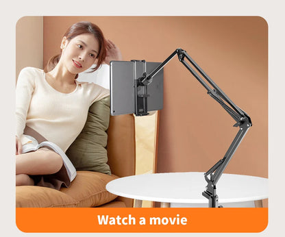 ADJUSTABLE LONG ARM TABLET STAND SMARTPHONE HOLDER DESKTOP ROTATING CLAMP MOUNT