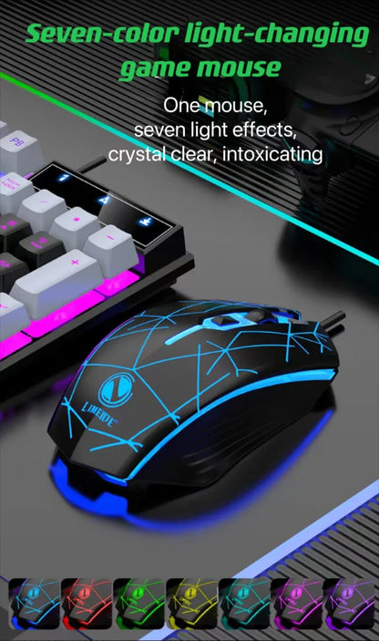 Wired Mechanical Keyboard & Mouse Combo – USB, RGB Backlit, PC & Laptop Gaming S