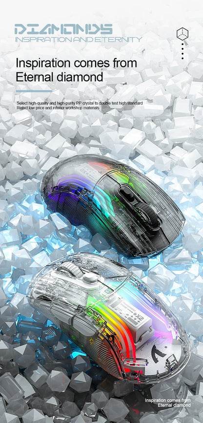 Attack Shark X2 Transparent Wireless Mouse | Silent Click, RGB, Ergonomic Design