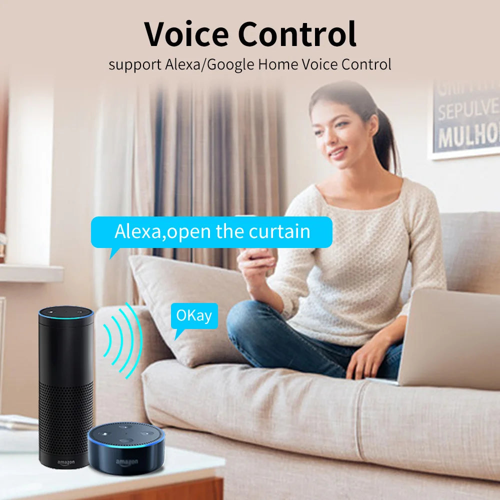 Smart Wireless Automatic Home Curtain Opener Works with Alexa Google Assistant