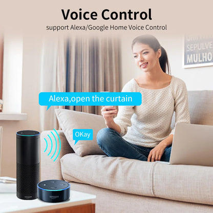 Smart Wireless Automatic Home Curtain Opener Works with Alexa Google Assistant