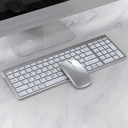 Wireless Keyboard Mouse Slim Rechargeable Multi-Device for Laptop Computer