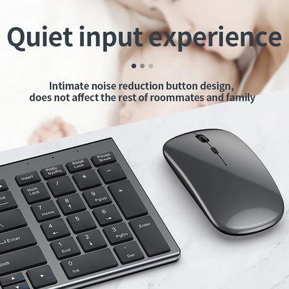 Wireless Keyboard Mouse Slim Rechargeable Multi-Device for Laptop Computer