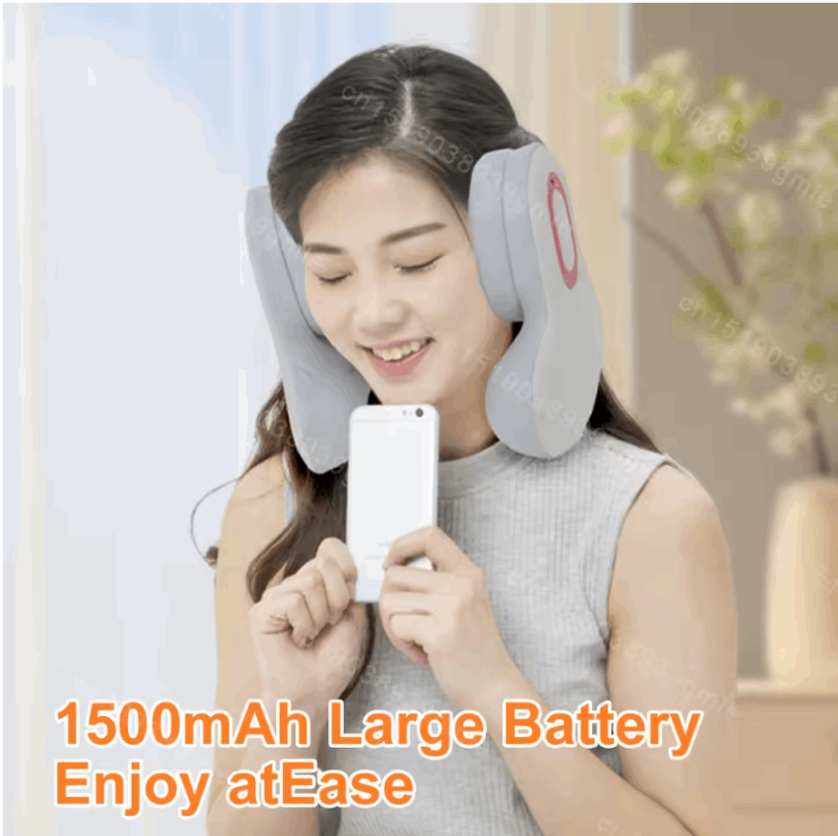 Battery Powered Neck Shoulder Massager, Noise Reduction, Heating & Vibration, Red Light Therapy, Bluetooth Connectivity - Allows wireless control & Music via Bluetooth-enabled devices, Portable & Ergonomic