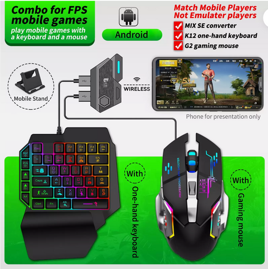 Gamer 5 in 1 Kit Mobile Games PUBG Fortnite Converter adapter for mobile devices
