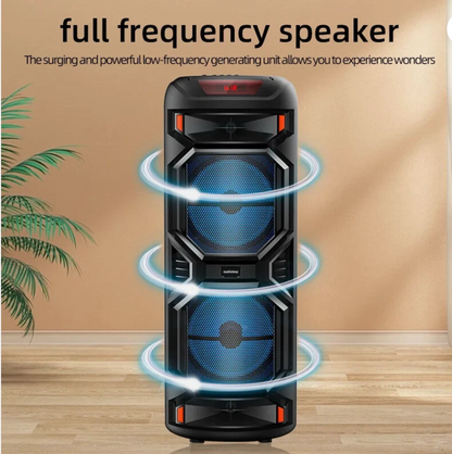 1200W Portable Bluetooth Speaker – 8” Dual Subwoofer, Outdoor Karaoke, Mic Included
