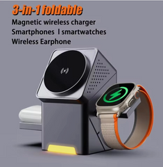 3-in-1 Rotating Magnetic Wireless Charger Stand Fast Charging for iPhone Watch