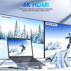 Universal Laptop Stand with USB-C Hub – Adjustable Holder Bracket with HDMI, SD/TF Card Reader, and Type-C Docking Station for MacBook, iPad Pro & Laptops