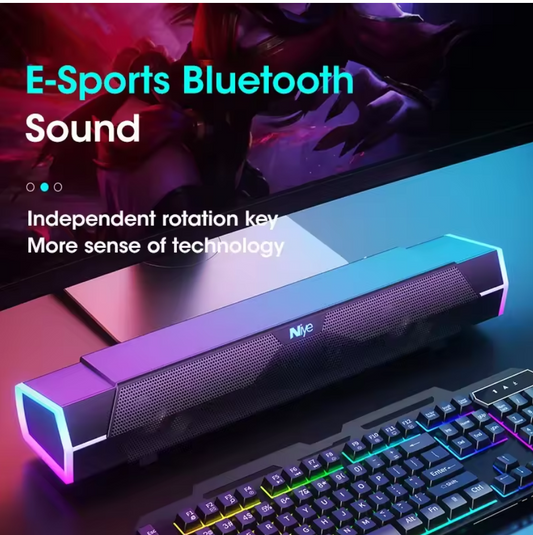 4D Computer Speakers Bluetooth 5.0 – Wired & Wireless Stereo Soundbar with Subwoofer, Loud Surround Sound, USB Speaker for Laptop, Notebook & PC