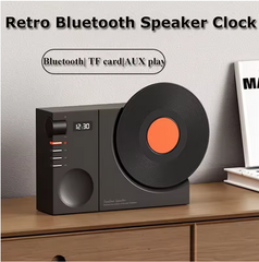 Retro-inspired Bluetooth speaker, Powerful Sound in a Compact Design, Long-Lasting Battery – Built-in 1200mAh,Multiple Playback Options – Bluetooth TF card or AUX, Retro Clock Display, Elegant Color Choices & Durable Build