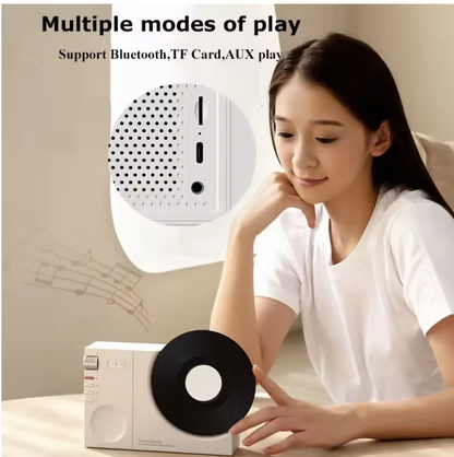 Mini Retro Bluetooth 5.3 Speaker – Wireless HiFi Music Box with Clock Display, AUX & TF Card Support