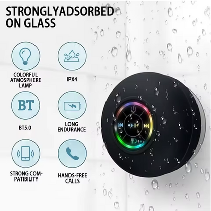 Mini Waterproof Bluetooth Speaker with Suction Cup – Portable Subwoofer, Hands-Free Loudspeaker for Bathroom, Pool, Beach & Car Music
