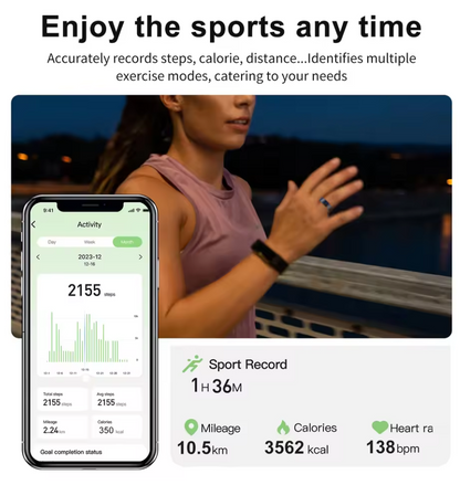 Smart Ring with Multi-Sports Modes – Pedometer, Fitness Tracker, Health Monitoring, IP68 Waterproof, Military-Grade