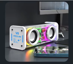 Wireless mini speaker,Unique Transparent Mecha TWS Speaker immersive sound Dual Speakers with 10W Power, RGB Party Lights – Dynamic lights, Long Battery Life – 1800mAh, Compact & Portable