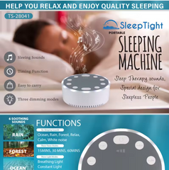 Intelligent White Noise Sleep Speaker, 6 Soothing Sleep Sounds & Adjustable Timer Modes, Three Light Modes: Breathing Light, Rechargeable Battery: 400mAh, Compact & Stylish Design