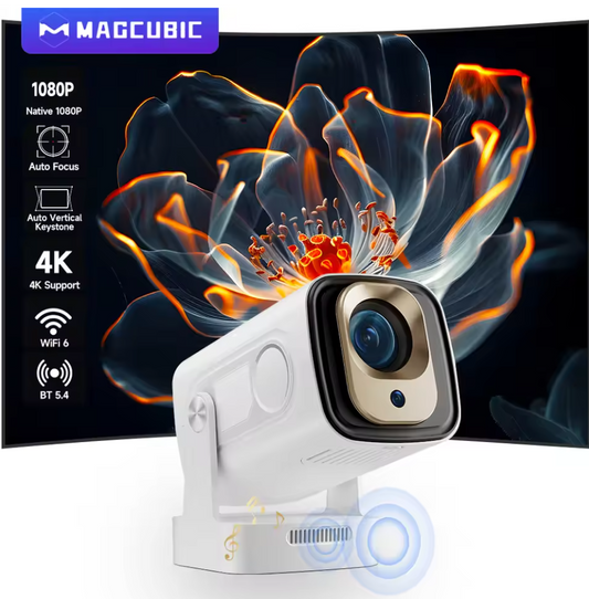 Magcubic HY310 Smart Projector | 4K Supported 1080P Android 11 | 330 ANSI, WiFi 6, BT 5.4, Auto Focus, Air Mouse & Voice Control