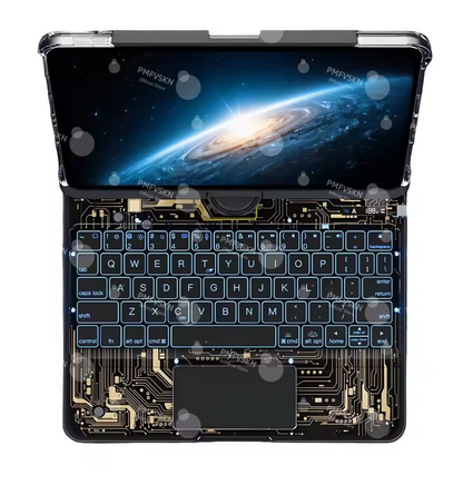 360° Rotating Keyboard Case iPad Backlit LED Transparent/Black/White/Pink Cover
