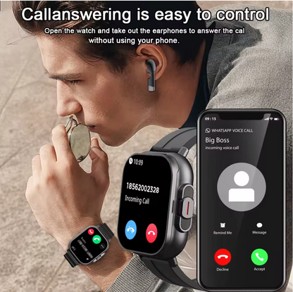 Smart Watch 2 in 1 with Earbuds 🎧 | Bluetooth Call, GPS, Heart Rate Monitor, Music Player, Fitness Smartwatch for Men & Android iOS Phones