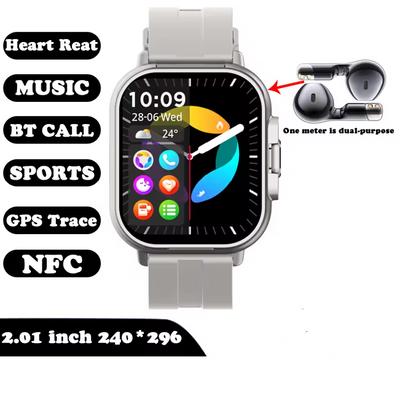 Smart Watch 2 in 1 with Earbuds 🎧 | Bluetooth Call, GPS, Heart Rate Monitor, Music Player, Fitness Smartwatch for Men & Android iOS Phones