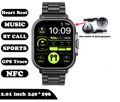 Smart Watch 2 in 1 with Earbuds 🎧 | Bluetooth Call, GPS, Heart Rate Monitor, Music Player, Fitness Smartwatch for Men & Android iOS Phones
