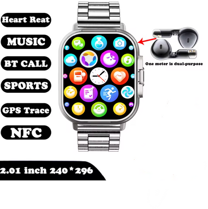 Smart Watch 2 in 1 with Earbuds 🎧 | Bluetooth Call, GPS, Heart Rate Monitor, Music Player, Fitness Smartwatch for Men & Android iOS Phones