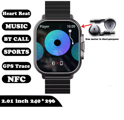 Smart Watch 2 in 1 with Earbuds 🎧 | Bluetooth Call, GPS, Heart Rate Monitor, Music Player, Fitness Smartwatch for Men & Android iOS Phones