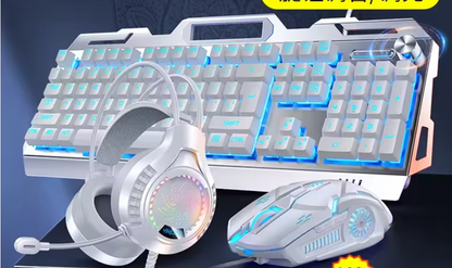 RGB Gaming Keyboard Mouse Headset Combo – Wired 3-in-1 USB Set, Backlit, Metal D